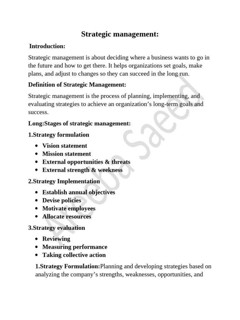 Strategic Management: Key Processes Explained | PDF | Strategic ...
