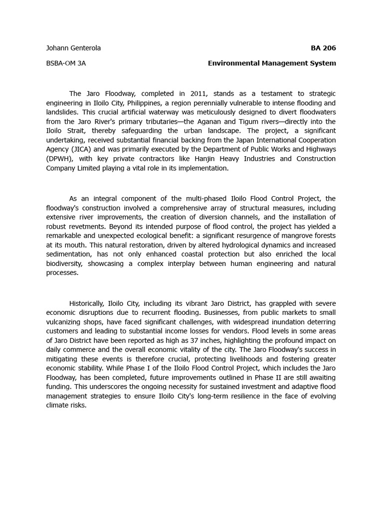 Jaro Floodway: Iloilo's Flood Control Success | PDF | Flood | Earth ...