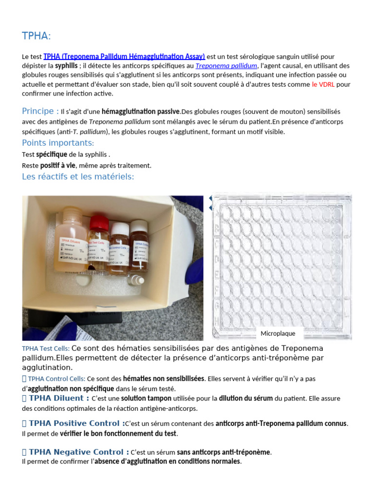 Test TPHA : Détection de la Syphilis | PDF | Maladies et troubles ...