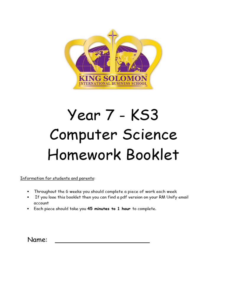 Year 7 Computer Science Homework Guide | PDF | Scratch (Programming ...