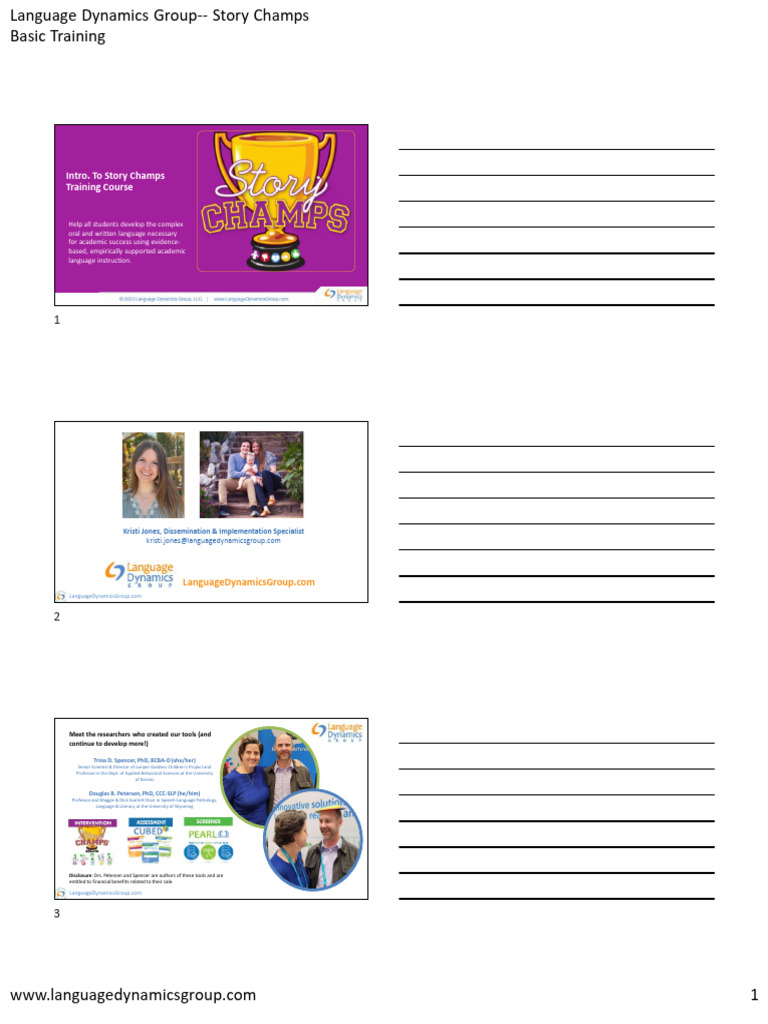 Story Champs Basic Training Overview | PDF | Pedagogy | Learning