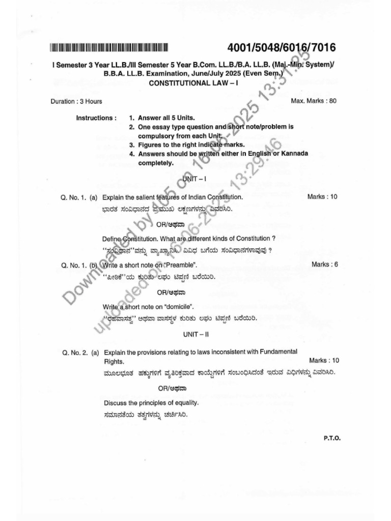 Constitutional Law I - June 2025 | PDF