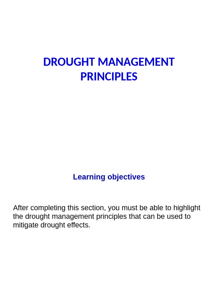 Drought Management Principles for Farmers | PDF | Drought | Livestock