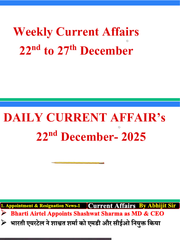 Weekly CA 22nd Dec to 27th Dec | PDF