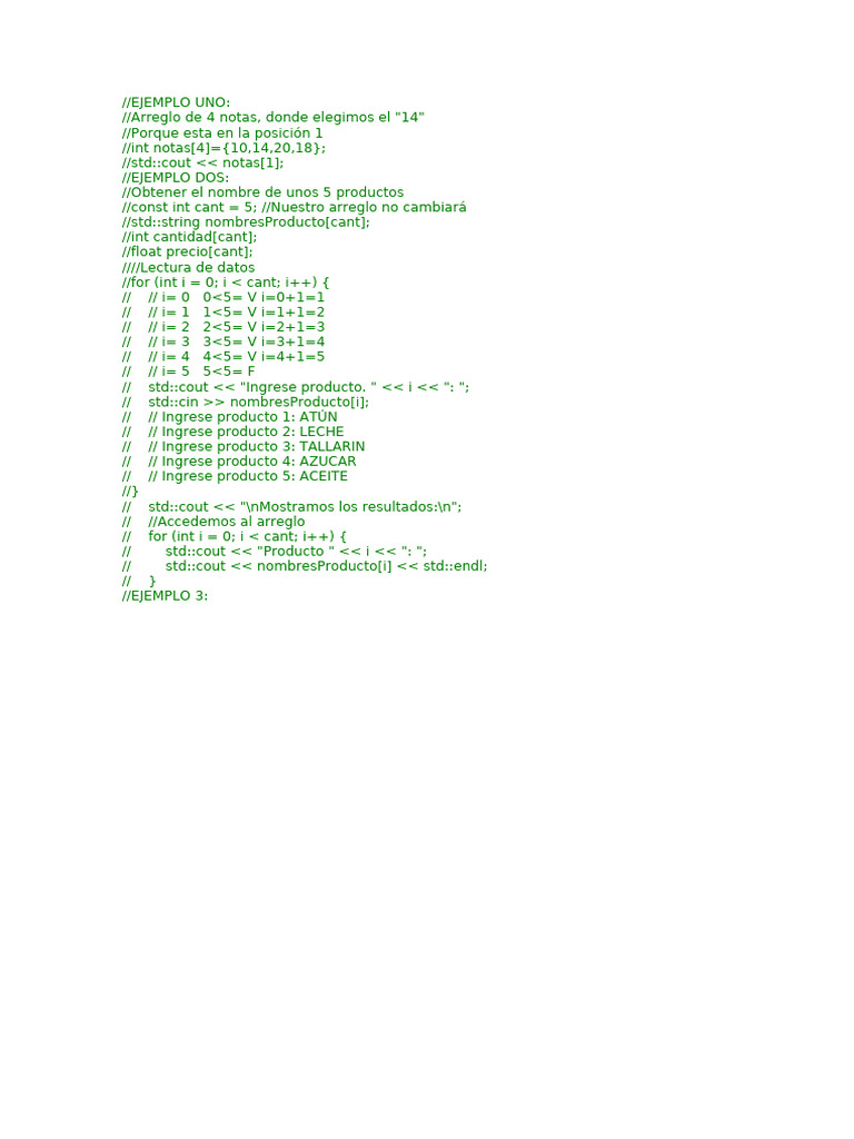 Ejemplos de Arreglos en C++ | PDF