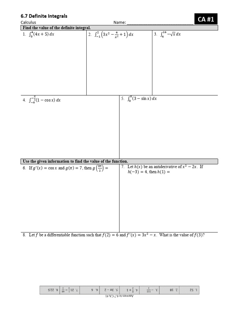 Definite Integrals Practice Problems | PDF