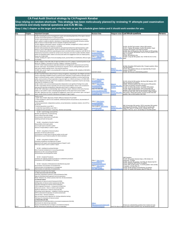 CA Final Audit Strategy Guide | PDF | Auditor's Report | Audit