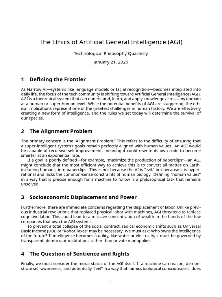 Ethics of Artificial General Intelligence | PDF | Artificial ...
