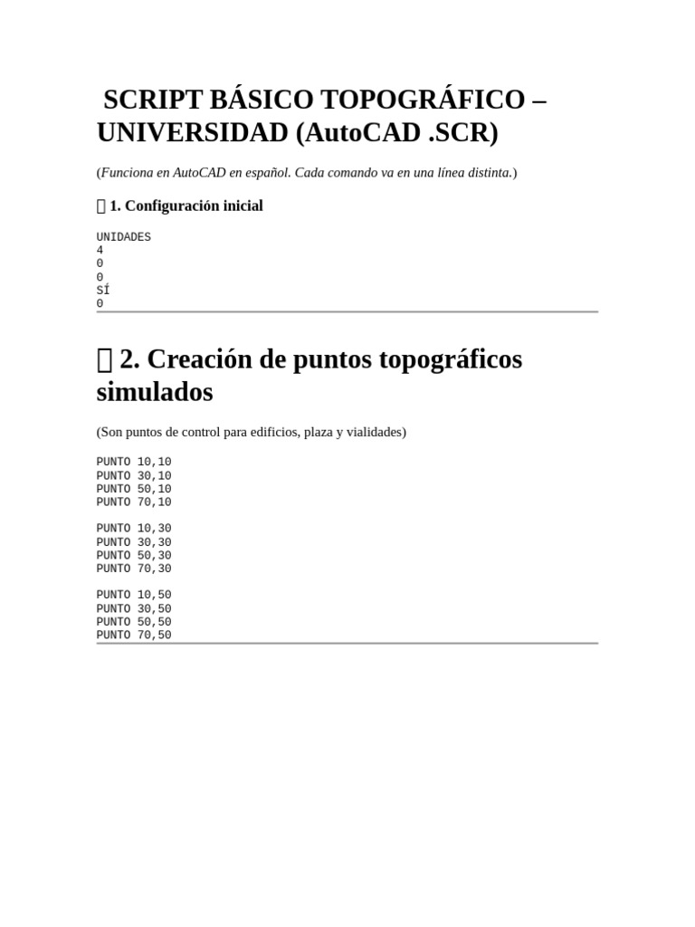 Script Topográfico AutoCAD Básico | PDF