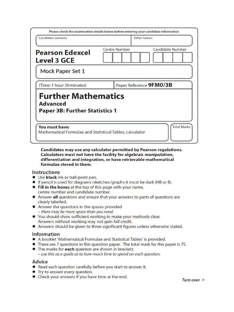 Mock Paper Set 1: Statistics & Probability | PDF | Statistical ...