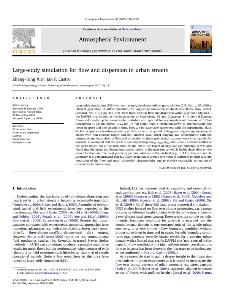 Urban Flow and Dispersion Simulation Analysis | PDF | Turbulence ...