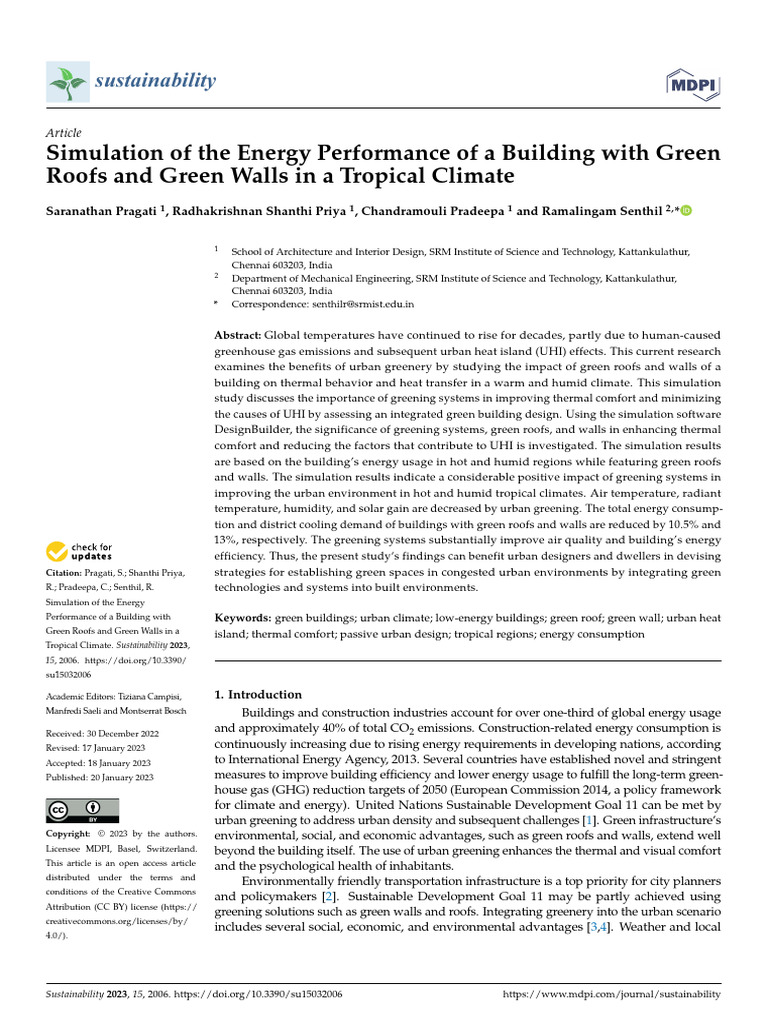 Energy Performance of Green Roofs & Walls | PDF | Energy Conservation ...