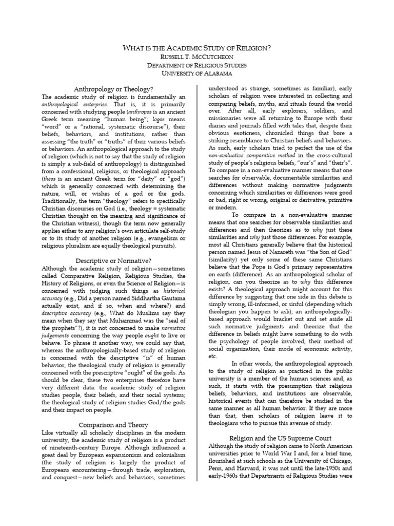 Understanding Academic Religion Studies | PDF | Religious Studies ...