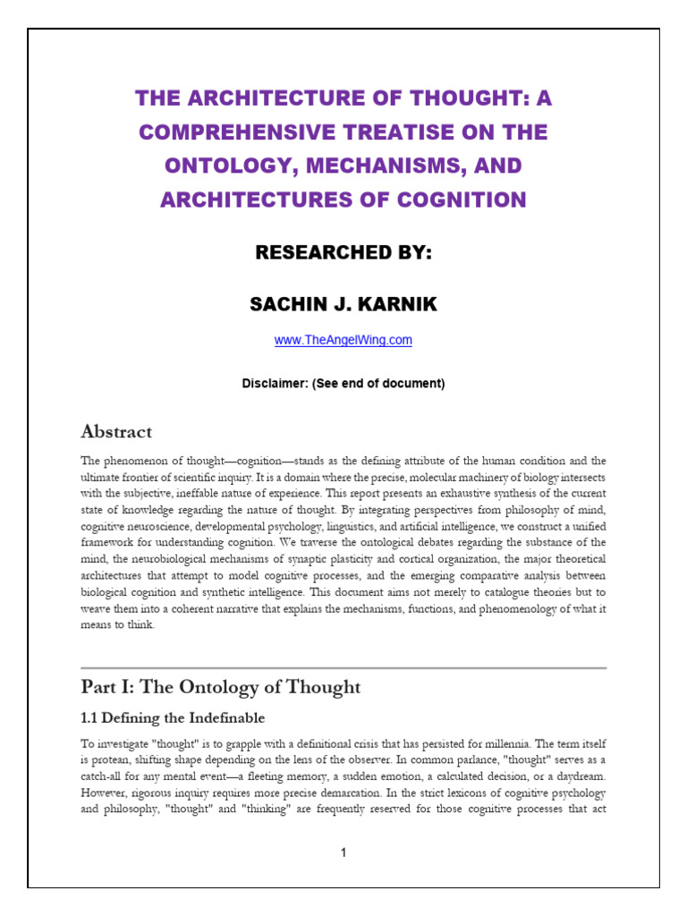 THE ARCHITECTURE OF THOUGHT: A COMPREHENSIVE TREATISE ON THE ONTOLOGY ...
