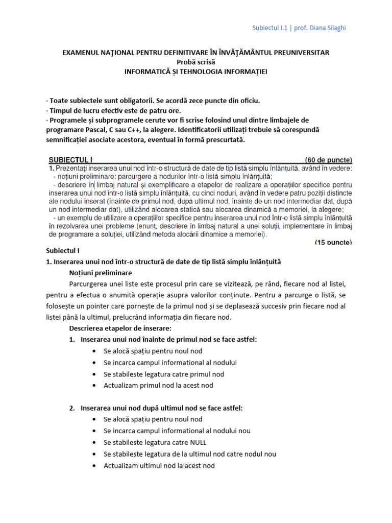 Subiectul I.1 | PDF