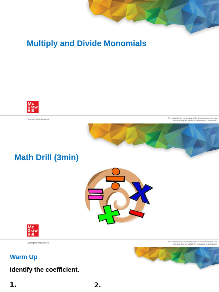 Multiply and Divide Monomials, L2 | PDF | Multiplication | Elementary ...