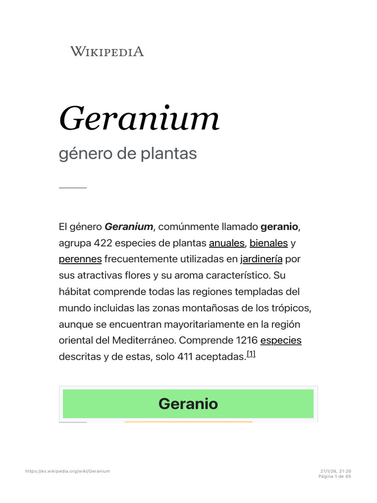 Geranium - Wikipedia, La Enciclopedia Libre | PDF | Botánica | Plantas