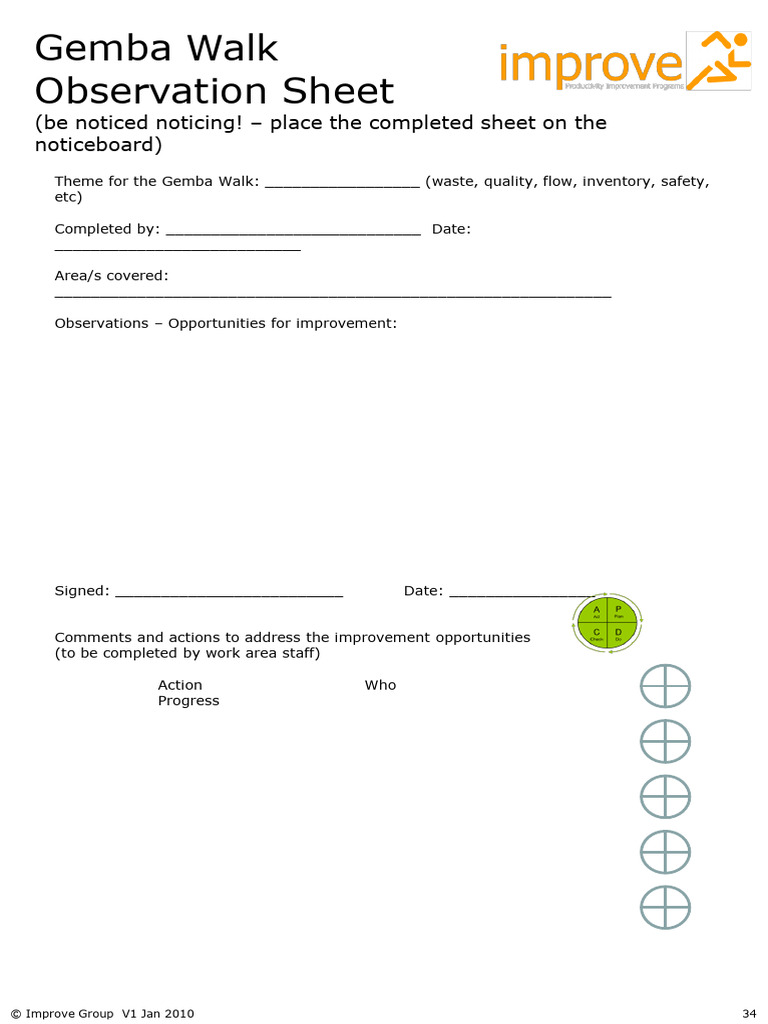 Gemba Walk Observation Sheet Template | PDF