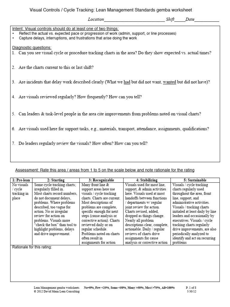 Lean Management Gemba Worksheets Guide | PDF | Lean Manufacturing ...