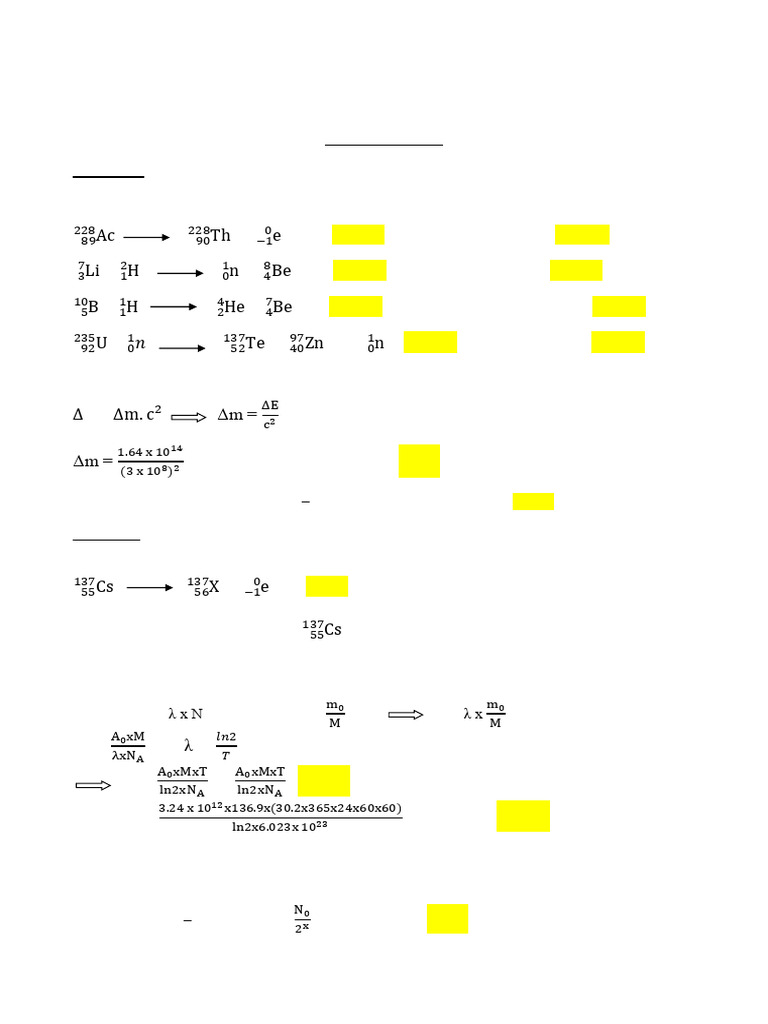 Chemistry Exam: Nuclear Reactions & Energy | PDF | Radioactive Decay ...