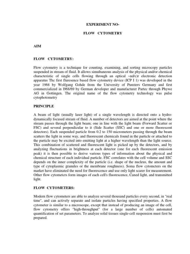 Flow Cytometry: Principles and Applications | PDF | Flow Cytometry ...