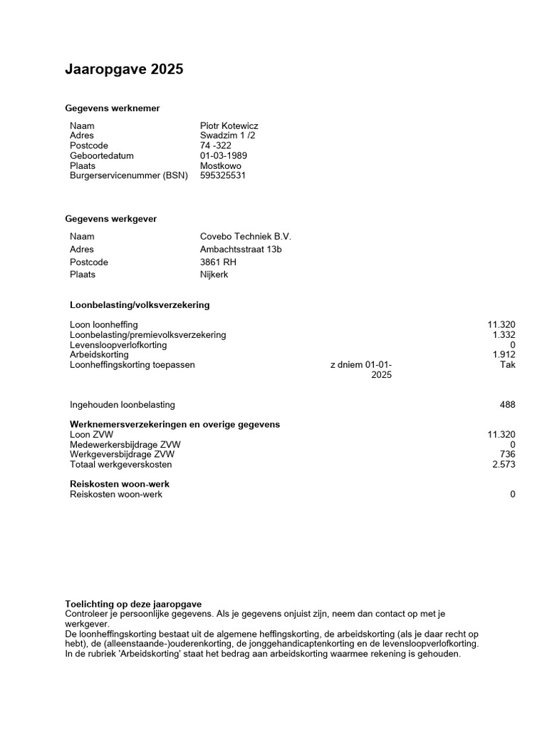 Jaaropgave 2025 | PDF