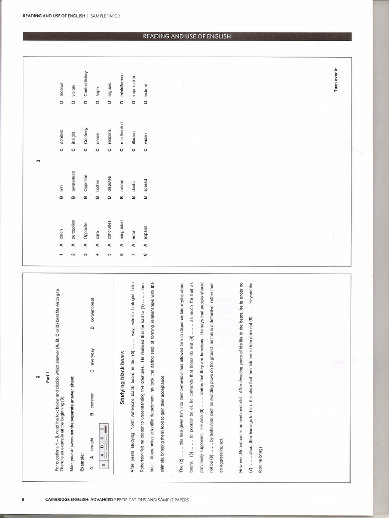 Advanced Sample Test 1 | PDF