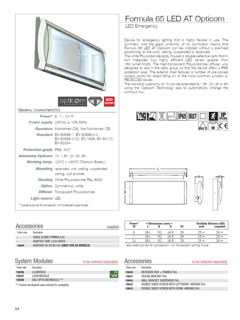 Formula 65 LED Emergency Light | PDF | Light Emitting Diode | Lighting
