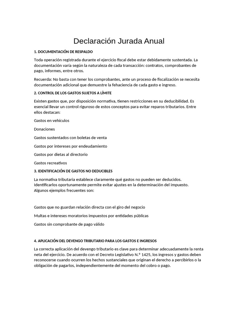 Guía de Declaración Jurada Anual | PDF