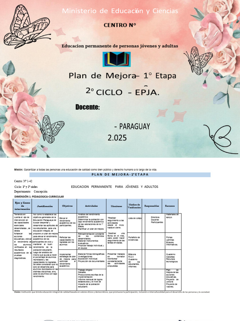 Plan de Mejora Educativa para Adultos | PDF | Inclusión (Educación ...