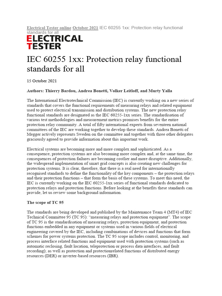 IEC 60255 Protection Relay Standards Overview | PDF | Standardization ...