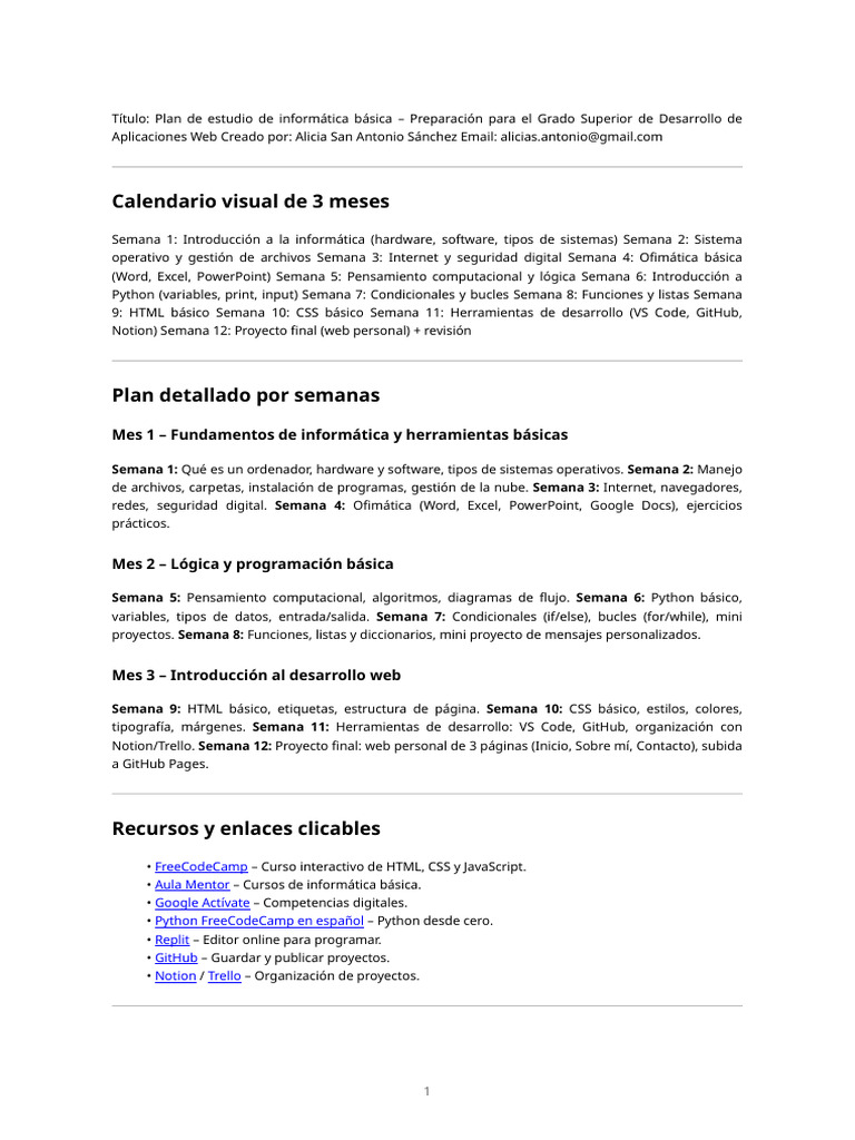 Plan de Estudio: Informática Básica | PDF | Python (lenguaje de ...