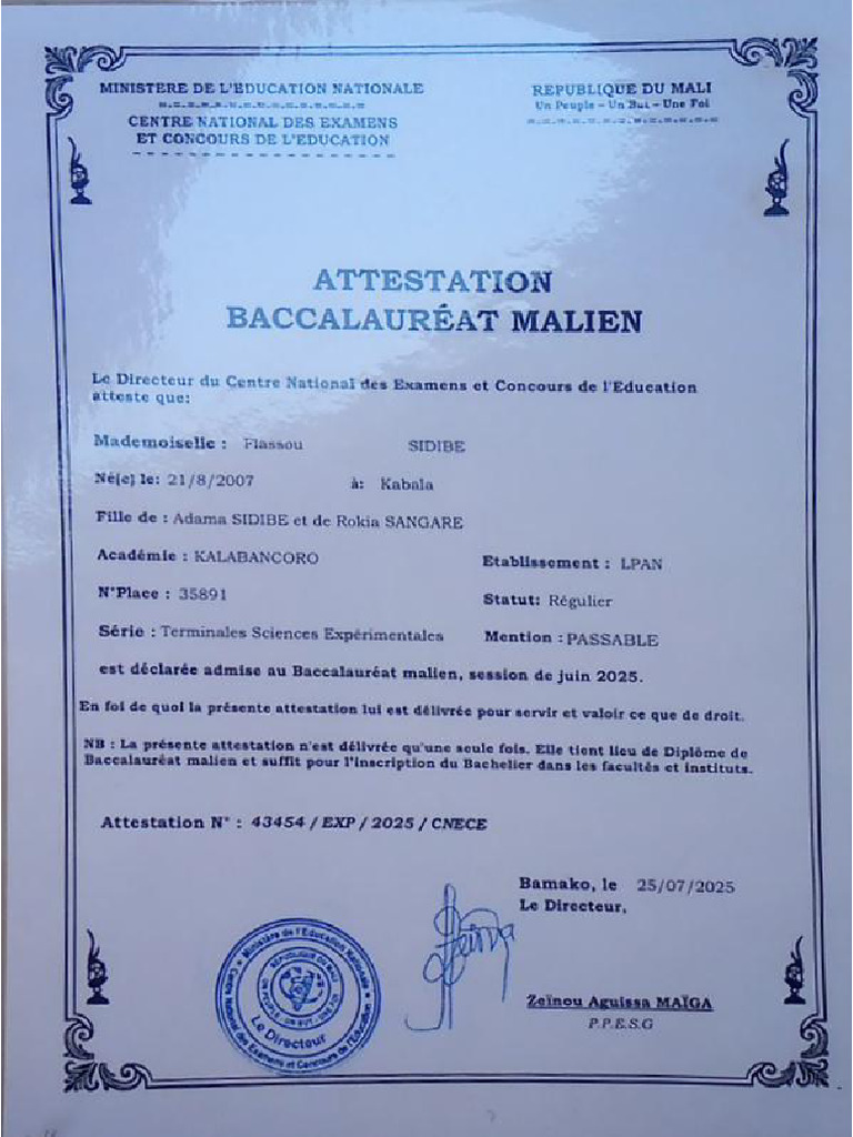 Attestation Bac | PDF