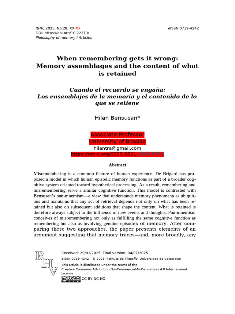 Misremembering and Memory Assemblages | PDF | Memory | Thought