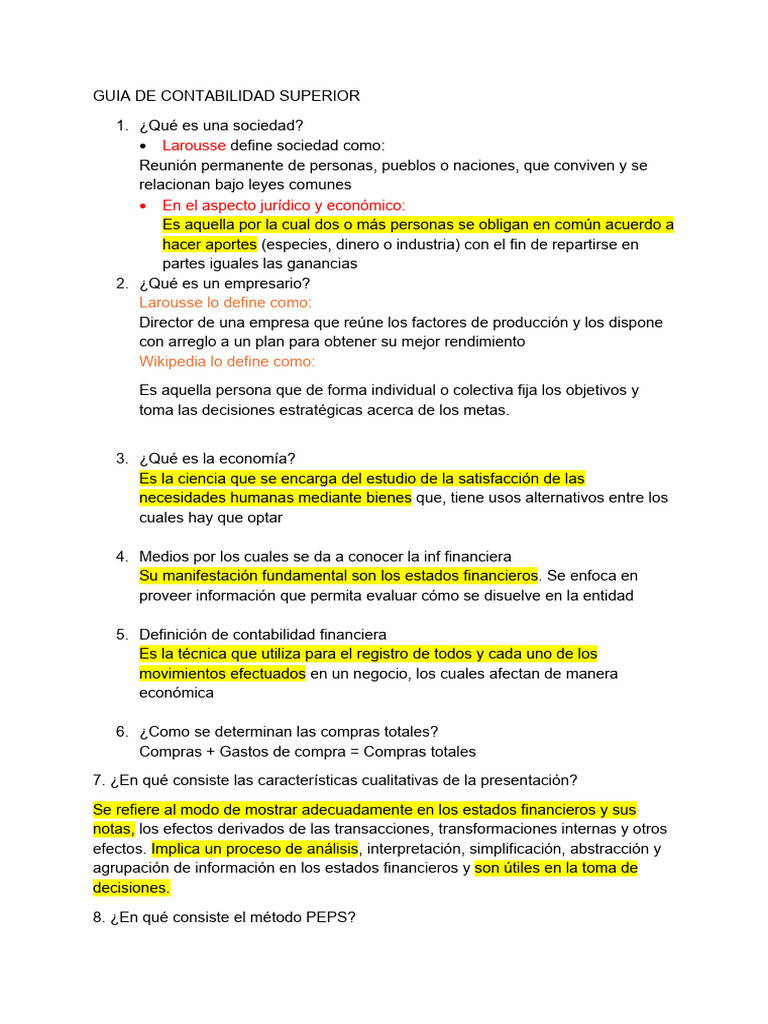 Guia de Contabilidad Superior | PDF | Contabilidad | Estado financiero