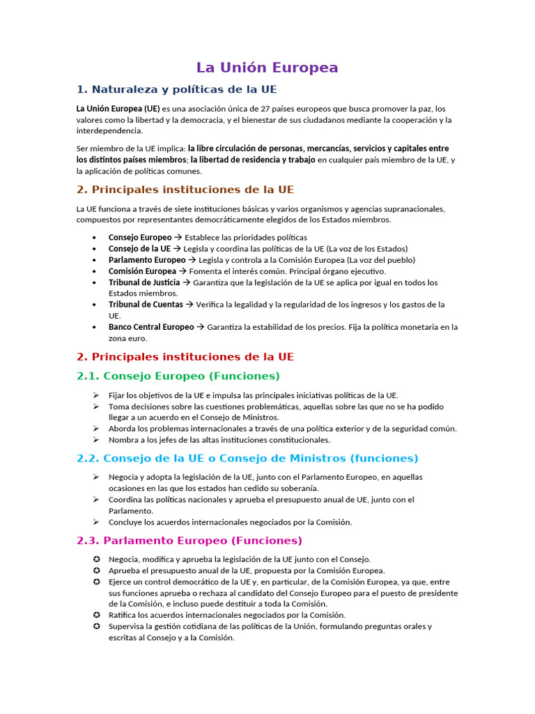 Estructura y Funciones de la UE | PDF | Unión Europea | Comisión Europea