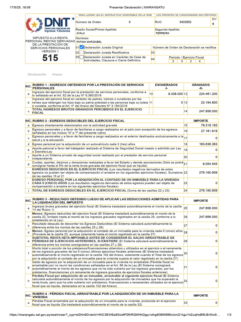 Declaración Impuesto a la Renta 2024 | PDF | Impuestos