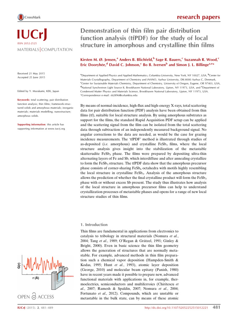 tfPDF Analysis of Thin Film Structures | PDF | Amorphous Solid | Thin Film