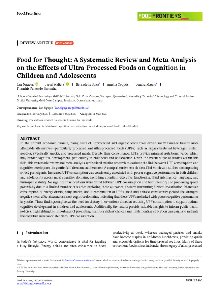 Food for Thought a Systematic | PDF | Eating | Systematic Review