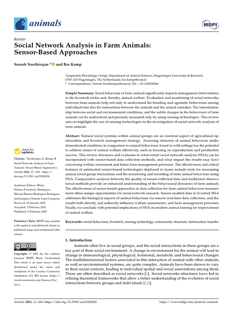 Neethirajan2021-Social Network Analysis in Farm Animals-Sensor-based ...