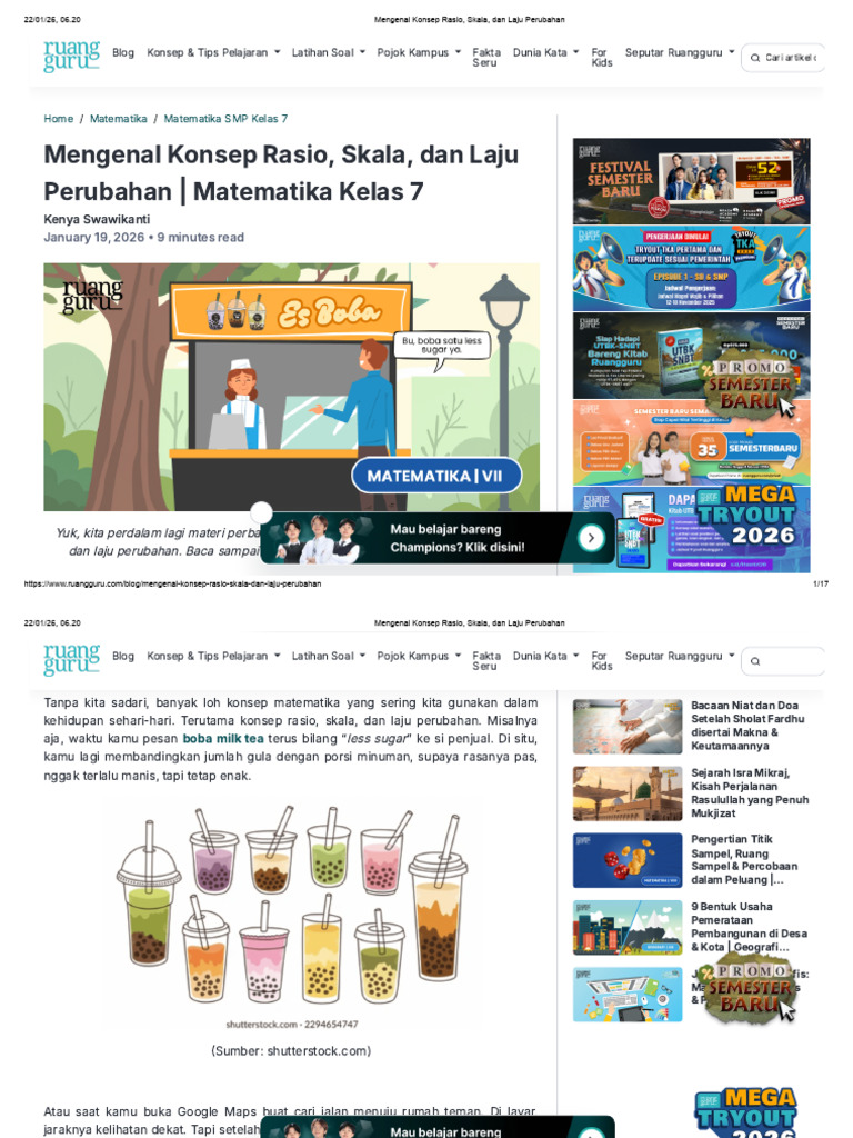 Rasio, Skala, dan Laju Perubahan Matematika | PDF