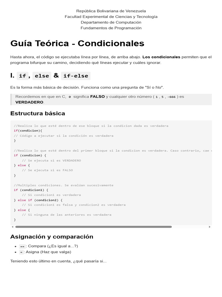 Guía de Condicionales en Programación C | PDF | Ingeniería Informática ...