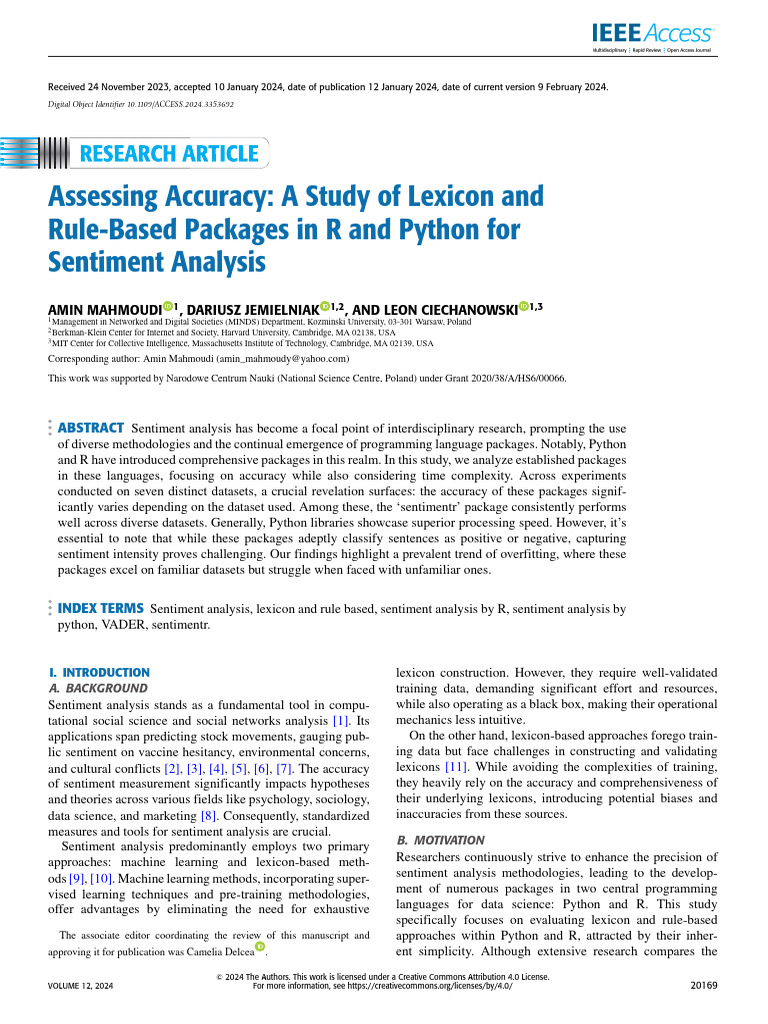 Assessing Accuracy a Study of Lexicon and Rule-Based Packages in R and ...