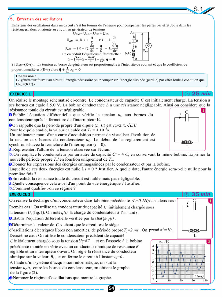 Exercices Corriges Sur Le Circuit Rlc Serie PDF | PDF