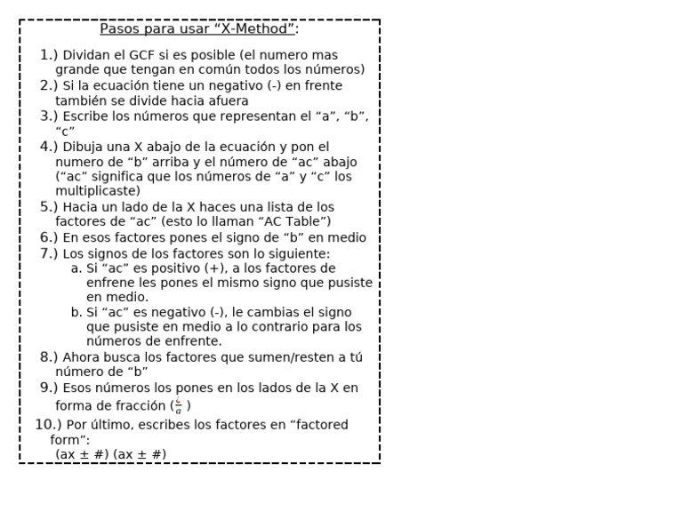 X-Method Steps in Spanish | PDF