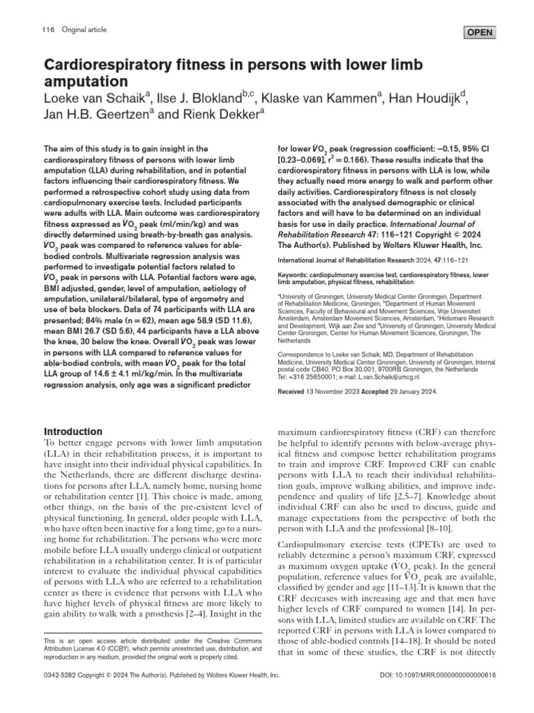 Cardiorespiratory Fitness in LLA Patients | PDF | Medical Specialties ...