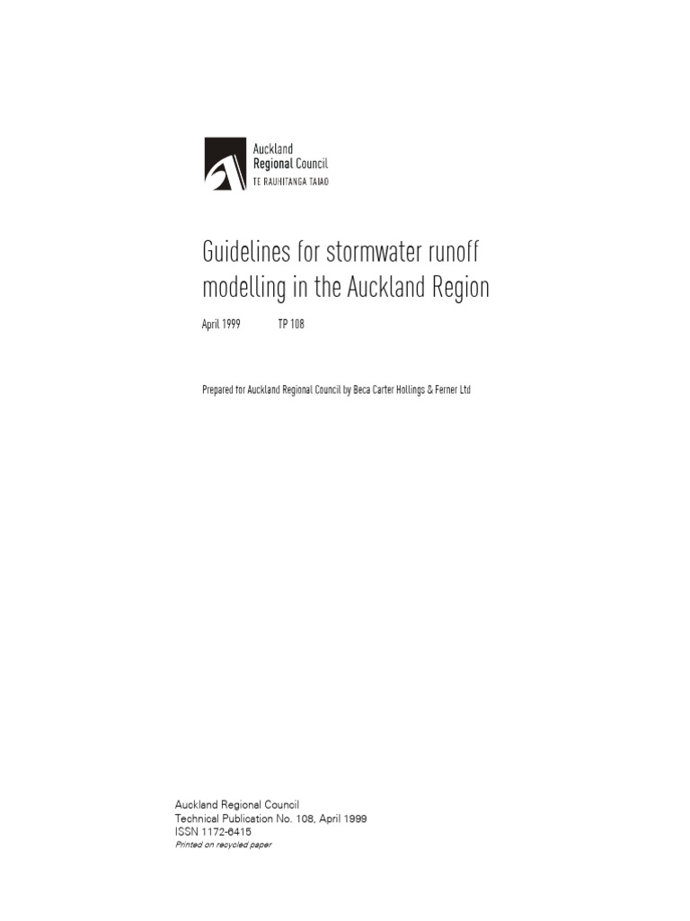 Auckland Stormwater Runoff Modelling Guide | PDF | Surface Runoff ...
