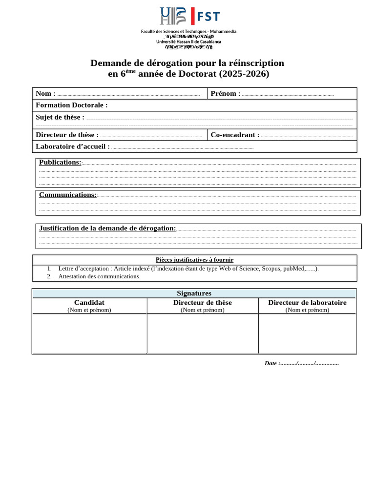Demande de dérogation pour Doctorat 2025-2026 | PDF | Diplôme ...
