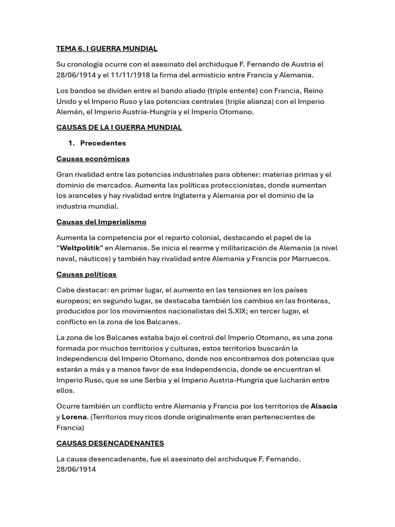 Causas y Consecuencias de la I Guerra Mundial | PDF | Adolf Hitler ...