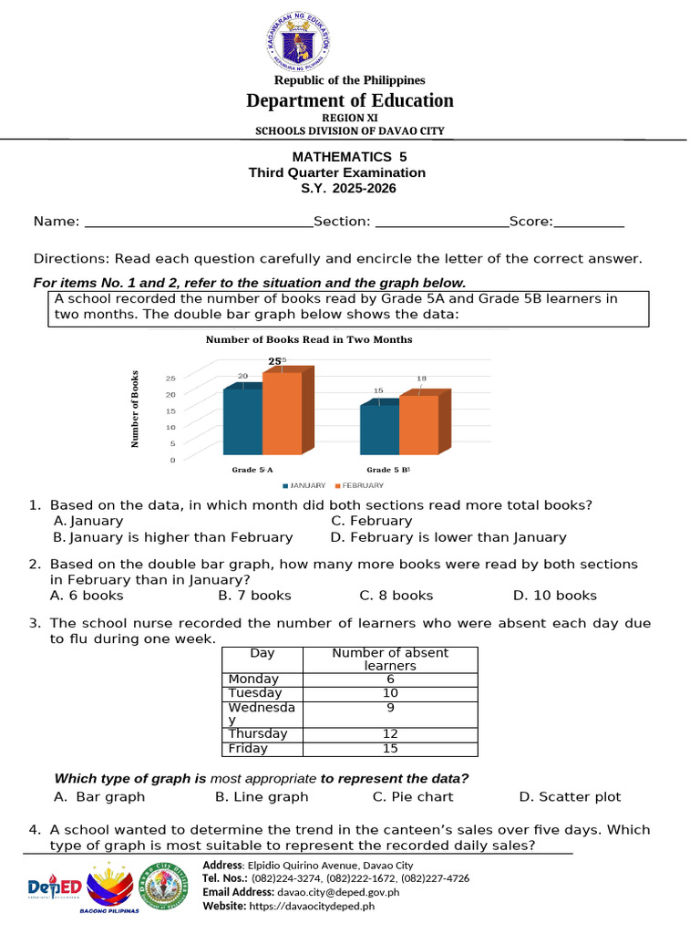 Q3 Test Questionnaire_Mathematics 5 | PDF